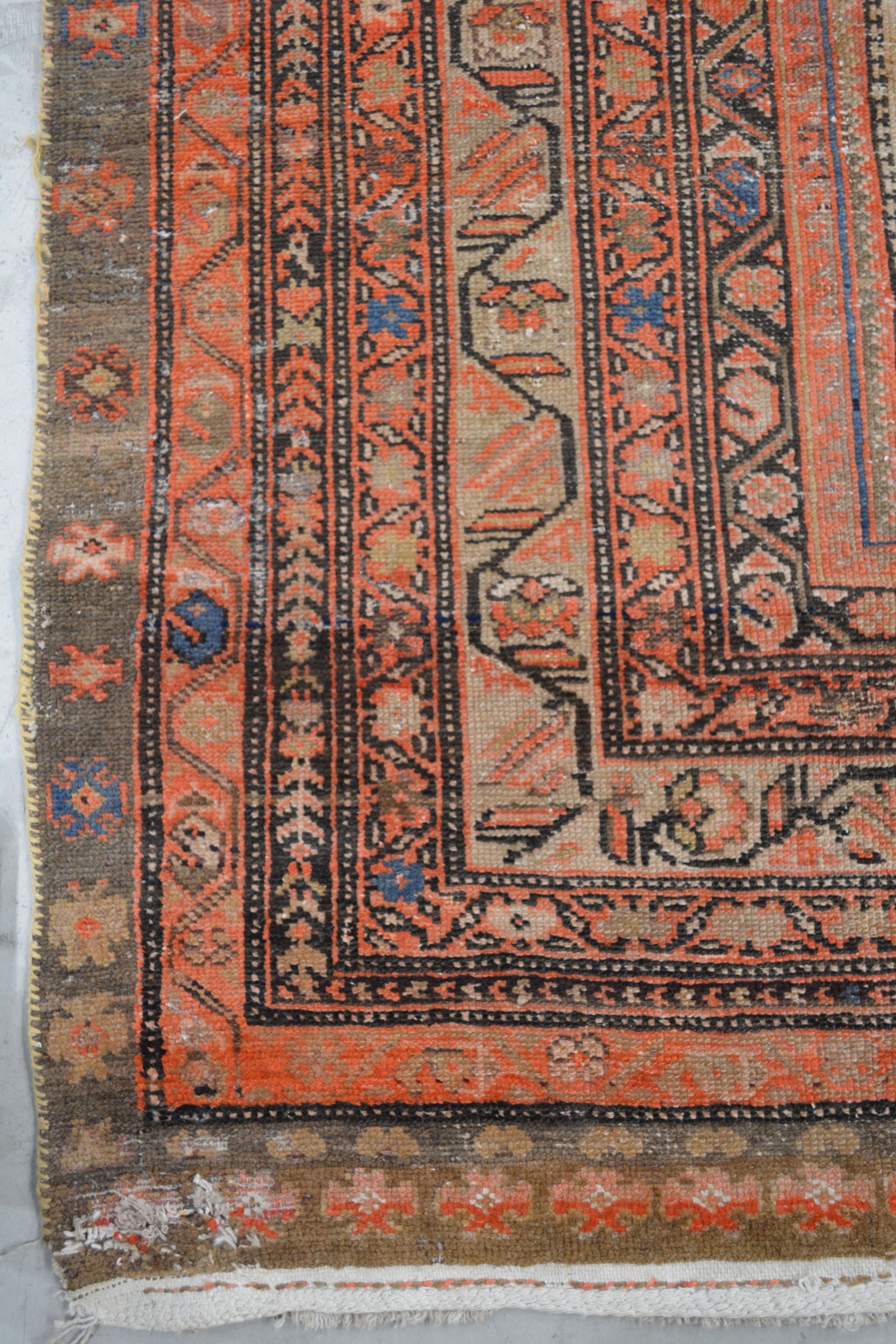 On the bottom left corner, there is a brown frame with small flowers' pattern followed by orange thin borders.
