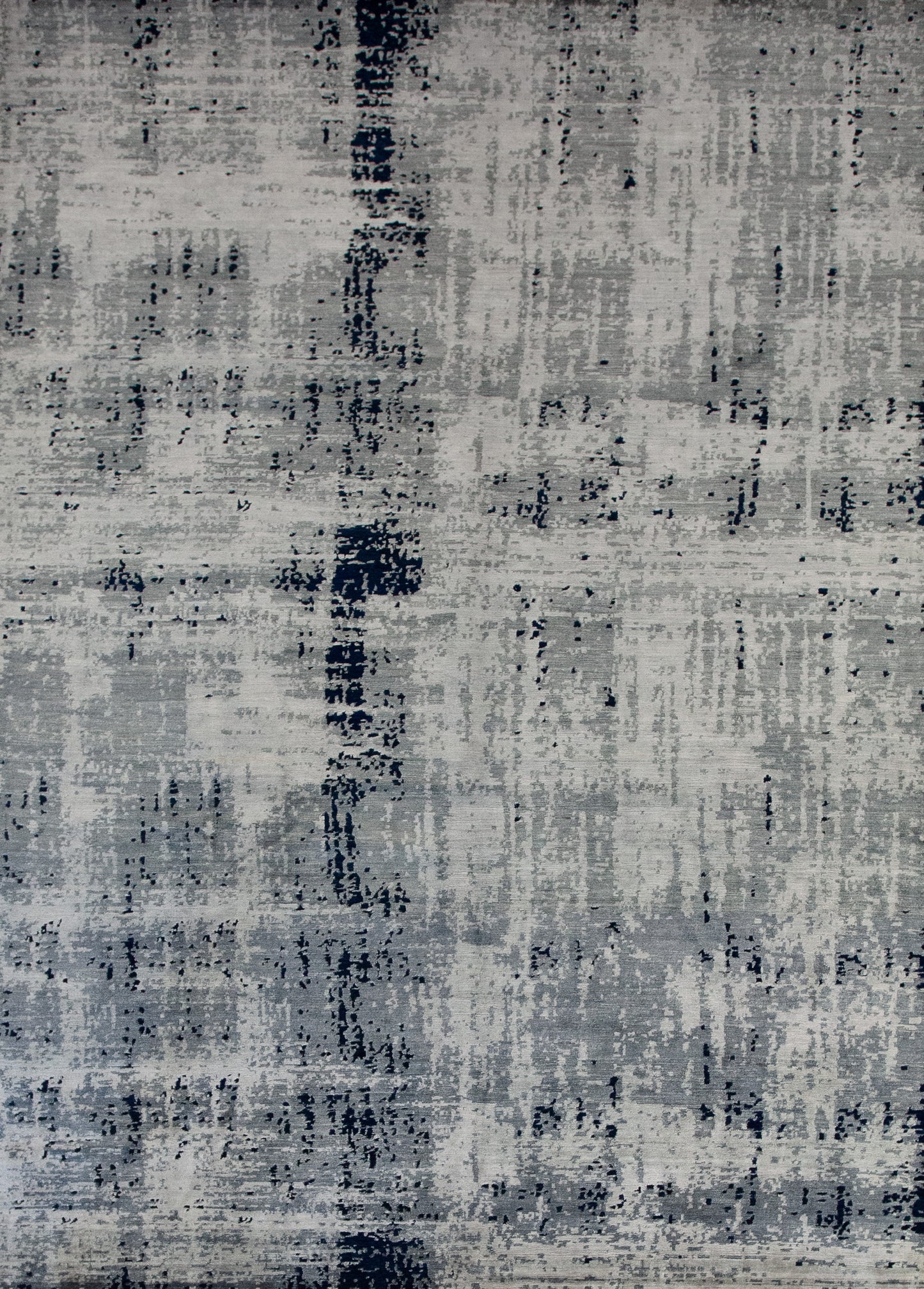 Modern carpet knitted within navy blue and white color scheme. It will look cool in your house, the office, or anywhere you can imagine it. White contemporary rug comes with an urban distressed design in navy blue and light gray.