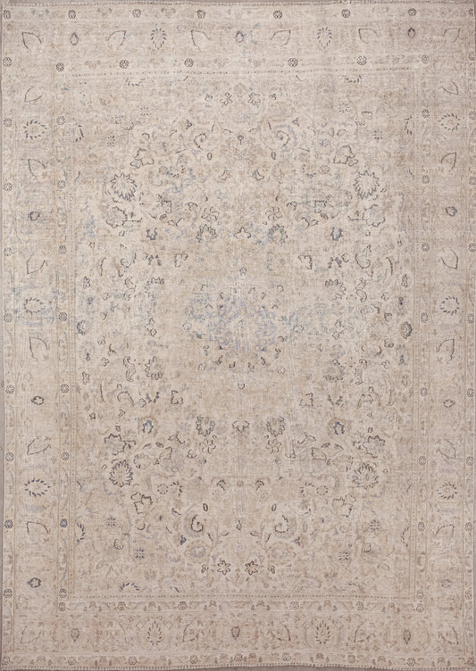 This soft rug was woven to evoke clean and organized emotions. The simple color scheme has mostly beige plus accents in blue, brown, and black. 