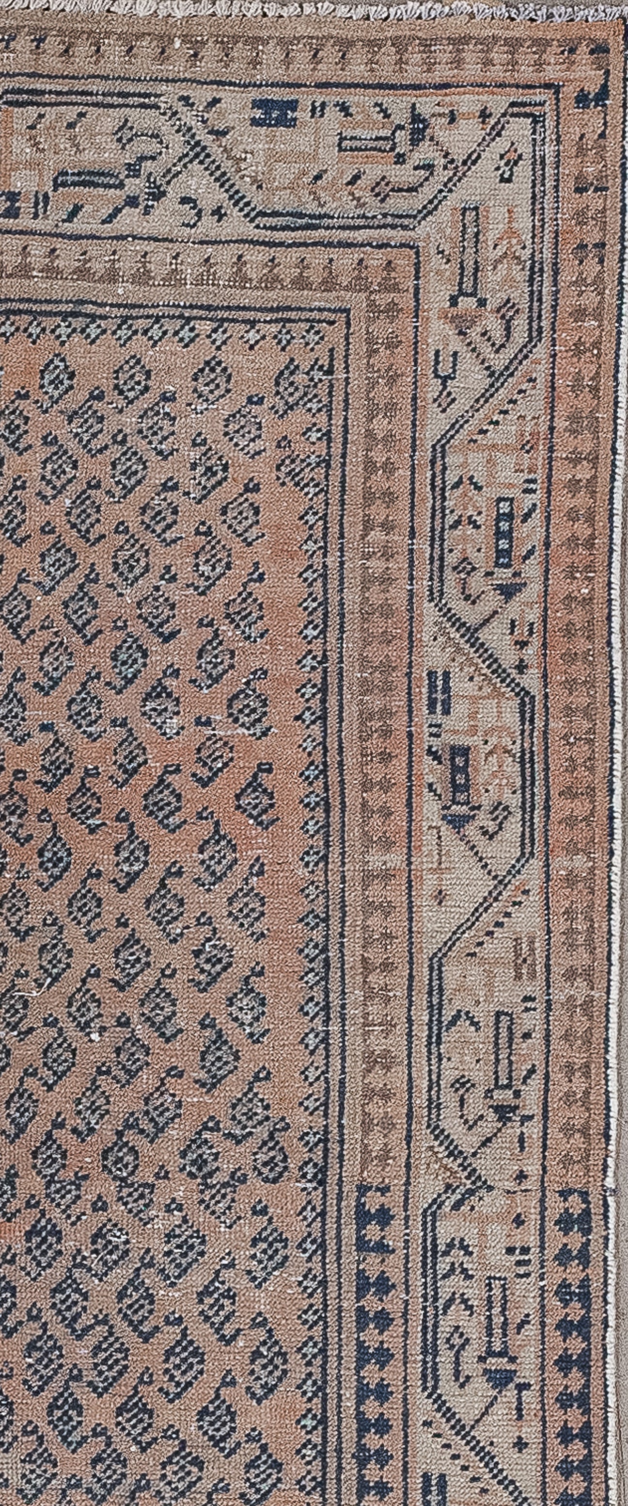 The borders have symmetrical patterns with polygons, while the thick frame shows random semi-hexagons lines, hooks and fishing tackles.