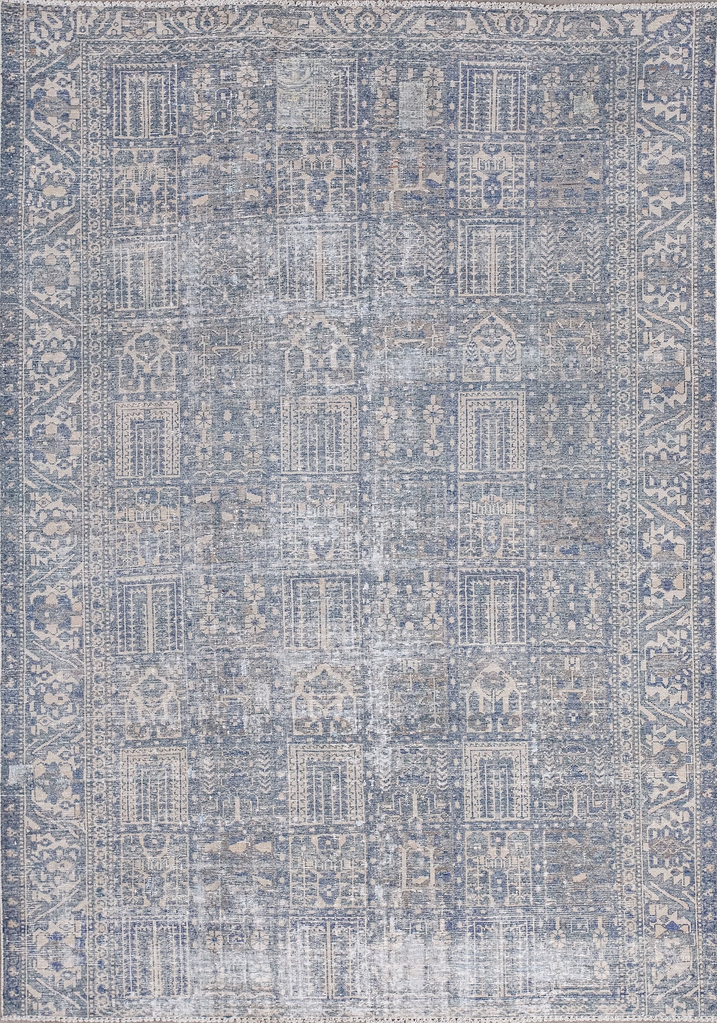 Intuitive carpet comes with a precise design and is inherently superb. This woven rug has a two color palette: cloudy blue and beige.