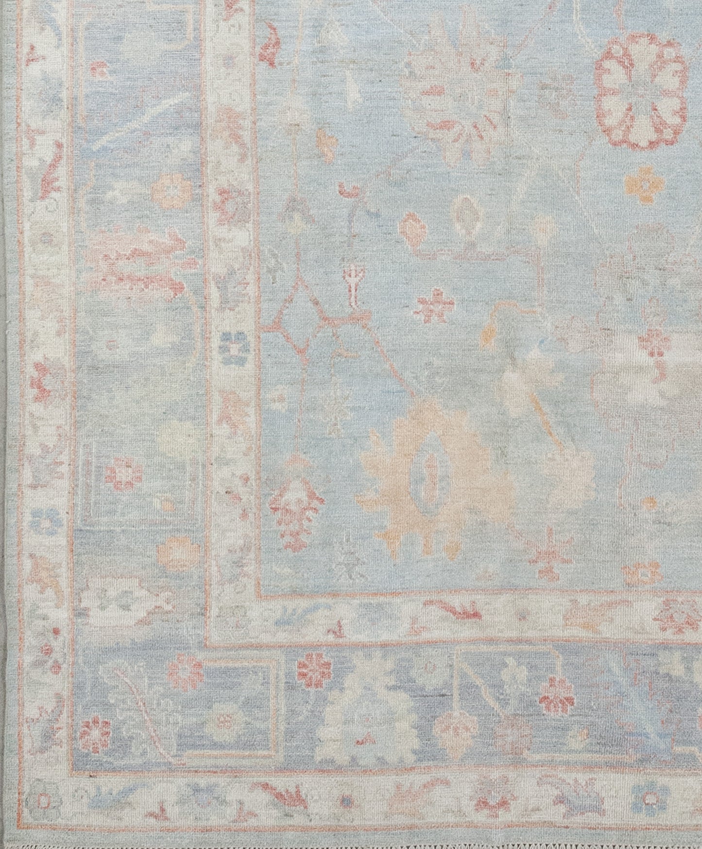 From the left bottom corner towards the perimeter, there are two thin borders which hold a thick frame in between.