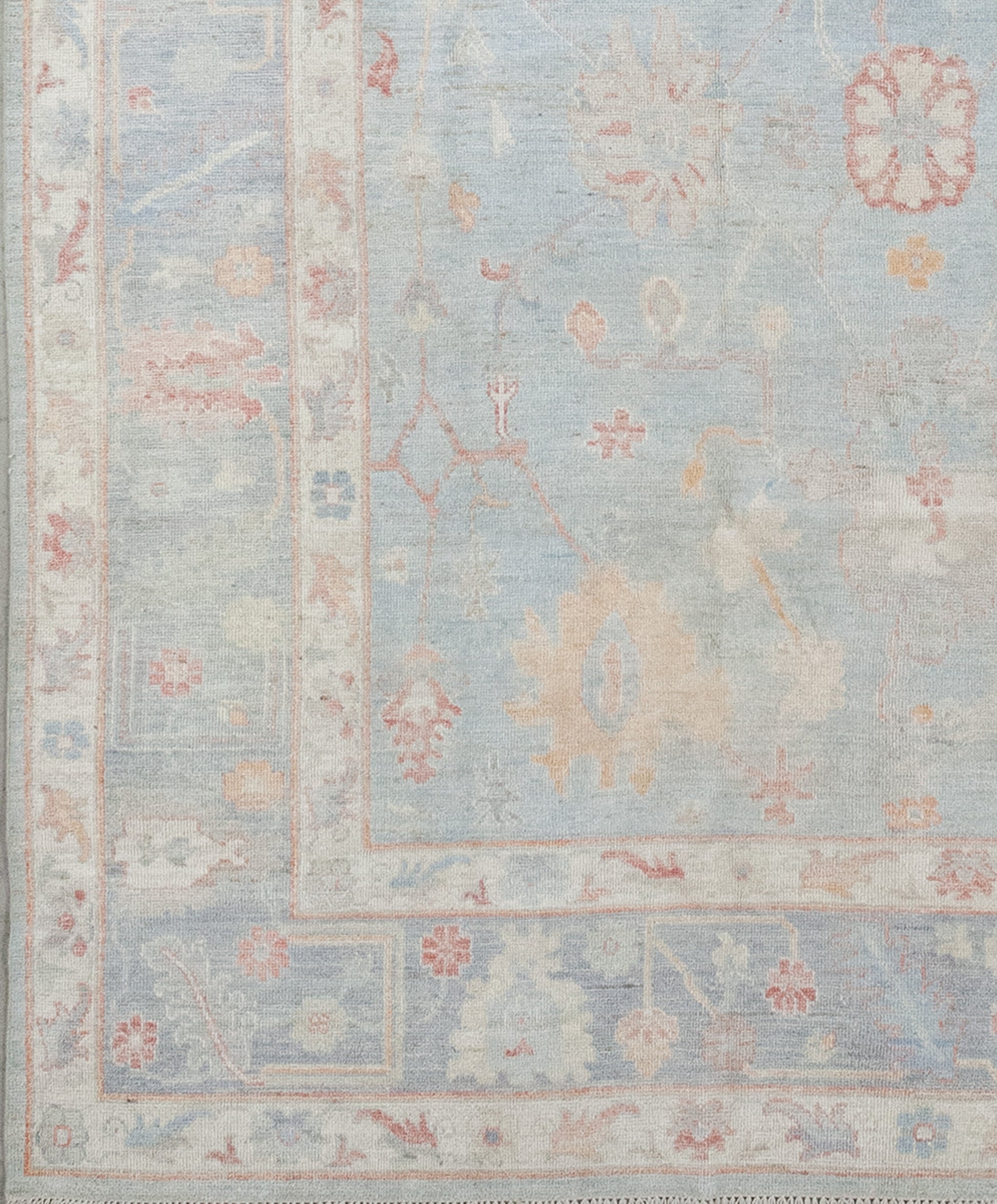 From the left bottom corner towards the perimeter, there are two thin borders which hold a thick frame in between.