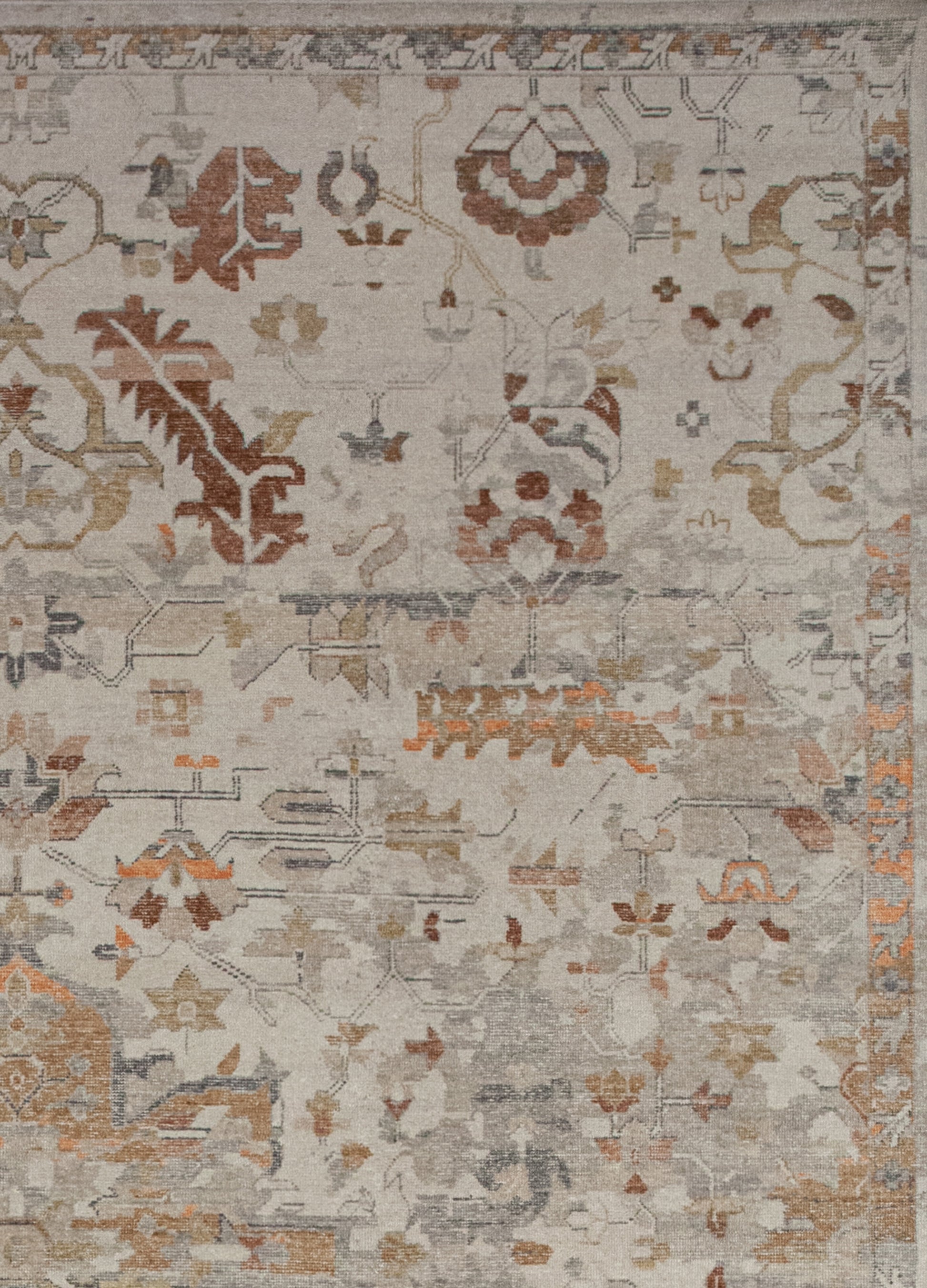 From the left bottom corner to all the contour, there is a thin border rendering tiny abstract pigeons and flowers.