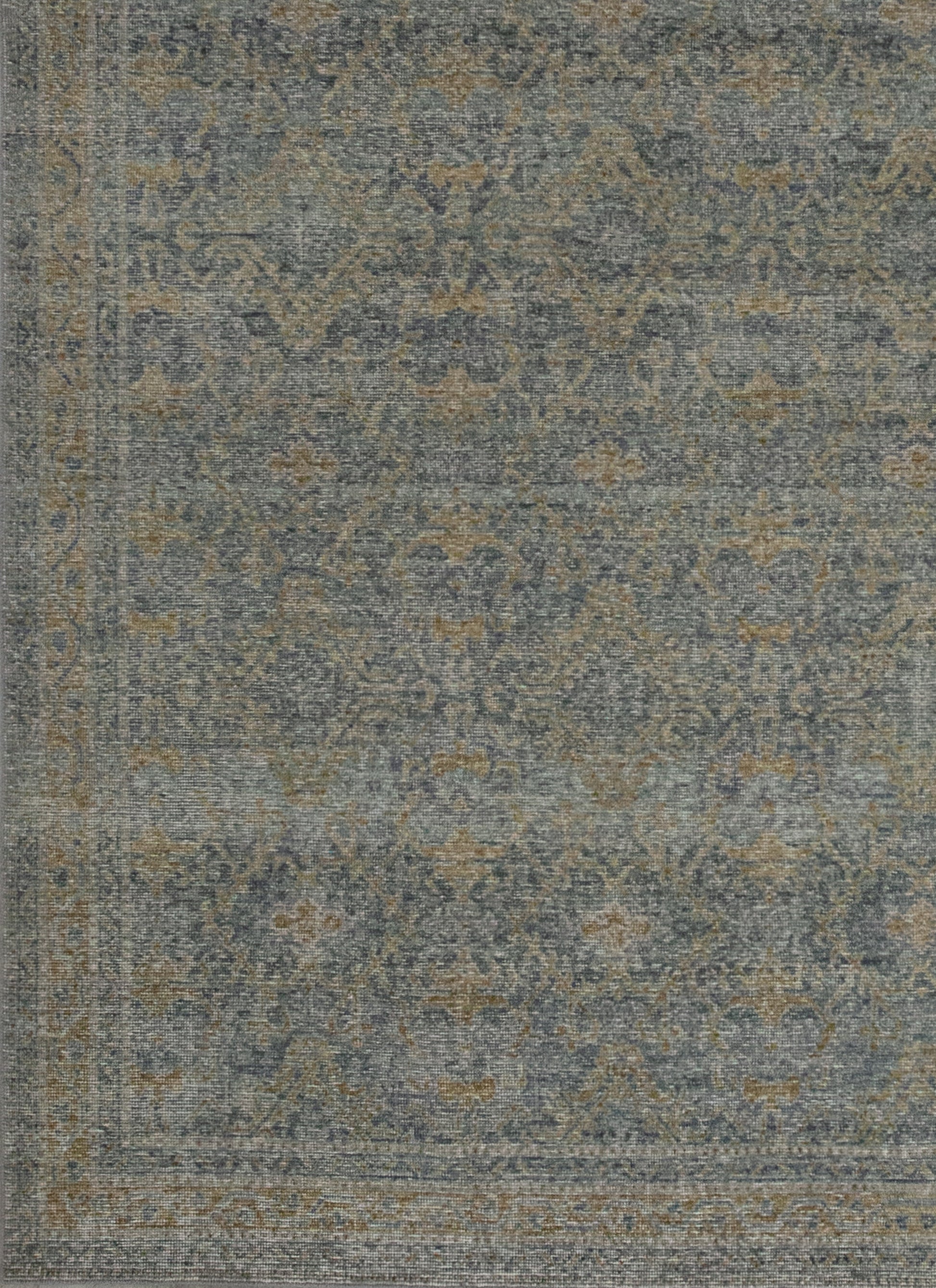 The color scheme has gray, and gold with a distressed finish.