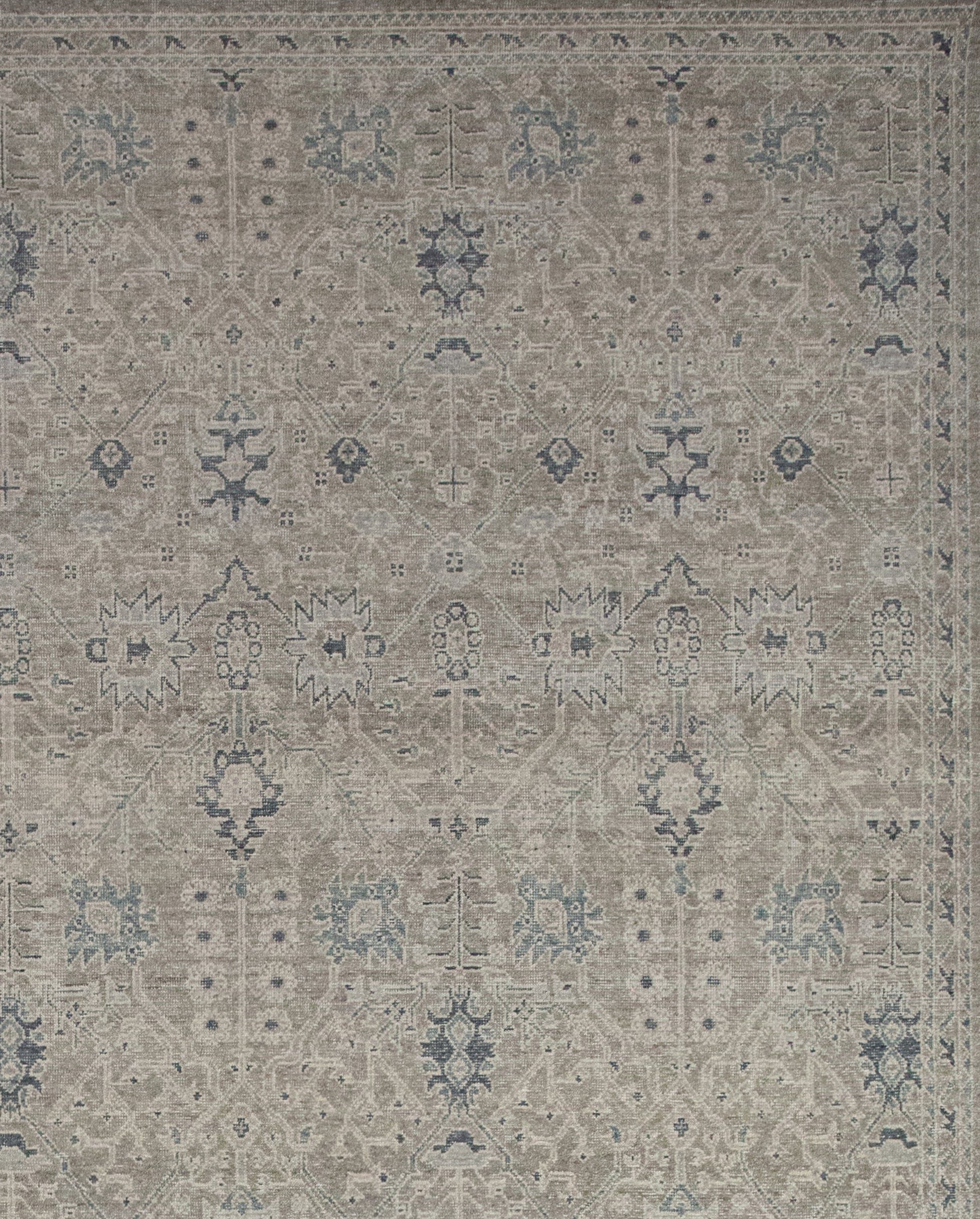 The design renders cotton branches, and abstract oak leaves.