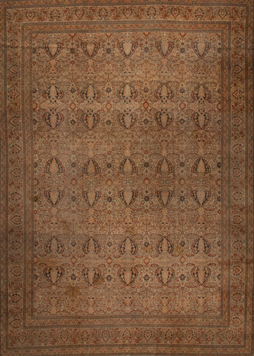 This ancestral masterpiece keeps history in its threads. This tabriz carpet is 120 years old and if you are a fan of history, art, and old style, this rug would revive the vibe for your room. 