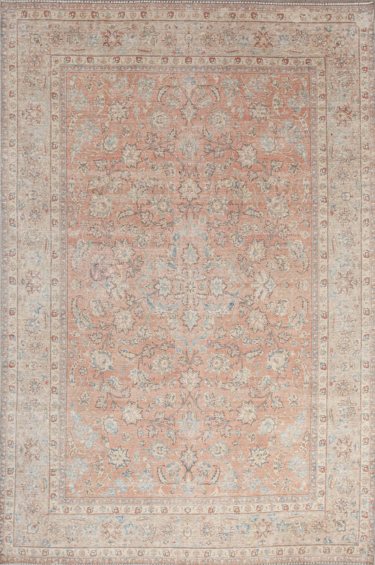 This captivating carpet is perfect for living room and dining room. The color palette comes in varieties of beige for the perimeter, blue for the highlights, and mostly a light-tangerine shade that is believed to aid digestion. 