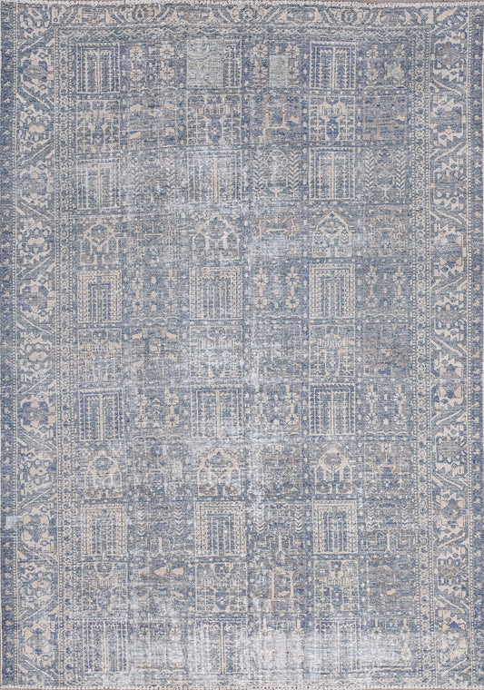 Intuitive carpet comes with a precise design and is inherently superb. This woven rug has a two color palette: cloudy blue and beige.
