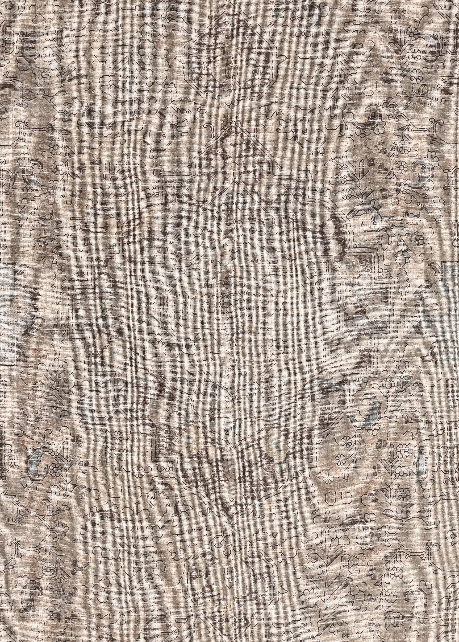 The rug's close-up features a sizable rhombus that has nested ones filled with floral motifs.