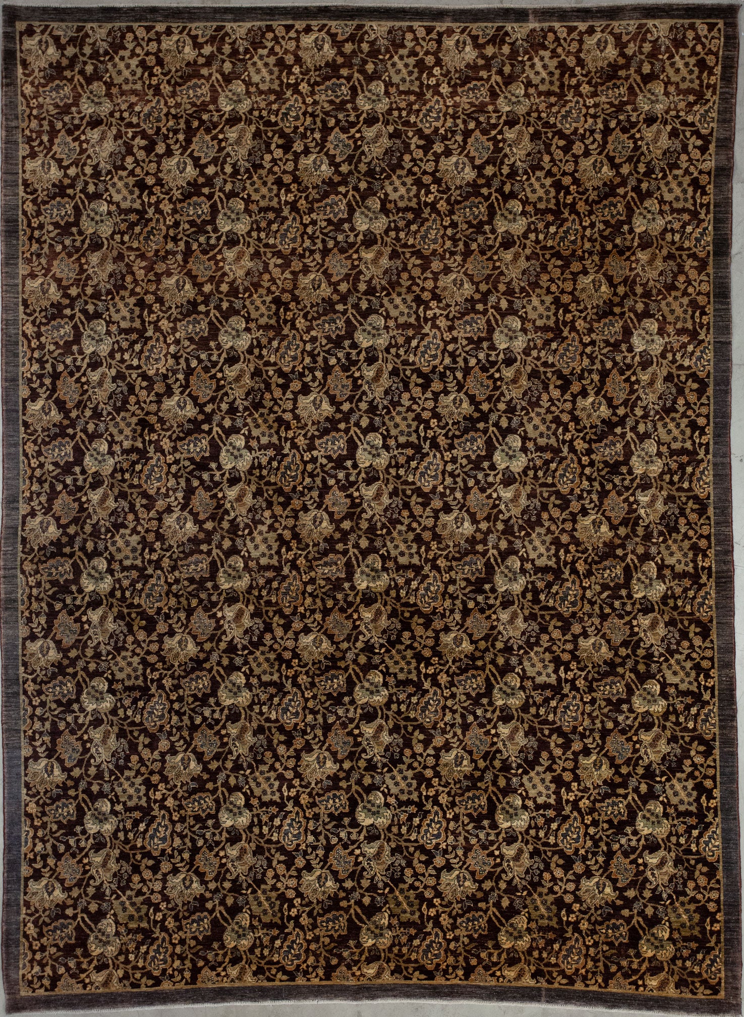 First-class carpet comes from the monarch collection. This classic rug was woven within brown variations, yellow highlights, and gray contour. 