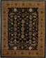 Marvelous carpet was woven with the classic style. The high-contrast color scheme comes with variations of yellow for the frames, and black for the thin borders and the central background.