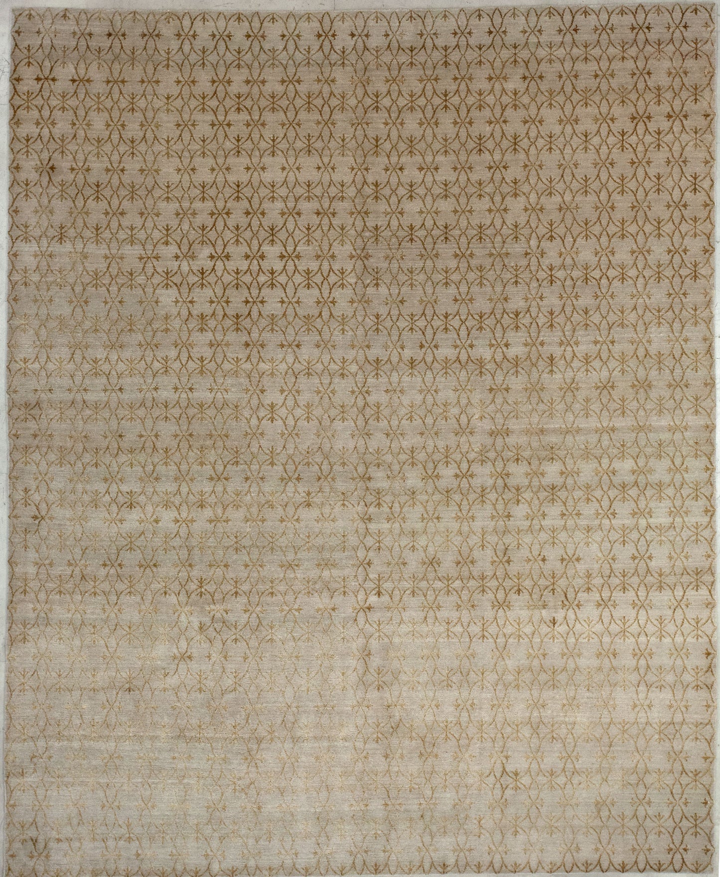 Snazzy rug comes with beige background and brown pattern, which are swirl drops next to each other.