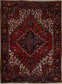 This remarkable rug comes with a fiery color combination to evoke passion wherever you lay it down. The colors of the carpet are red as the dominant tone, olive green, variations of blue, black, and white. The artwork features a large red rhomb which is nesting two more, and all of them are patterned with abstract types of flowers and leaves.